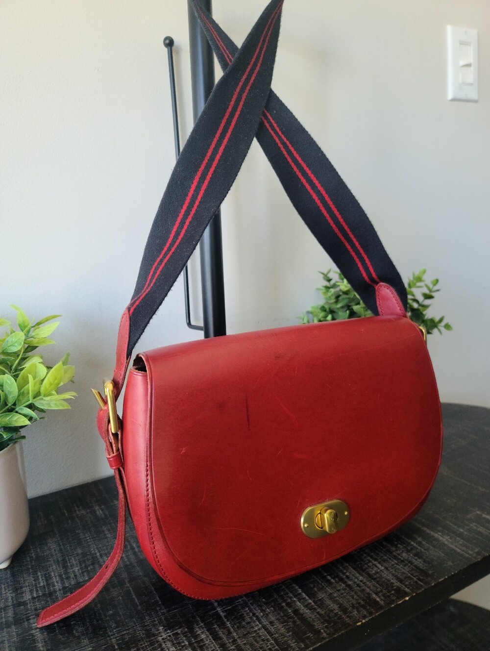 Polo Ralph Lauren Red Leather Saddle Bag - Picture 5 of 14